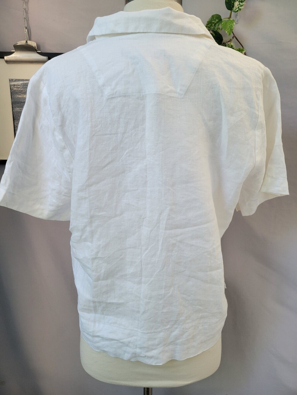 Quince Linen Premium Flax Button Front Short Sleeve Camp Shirt White S - Picture 11 of 15